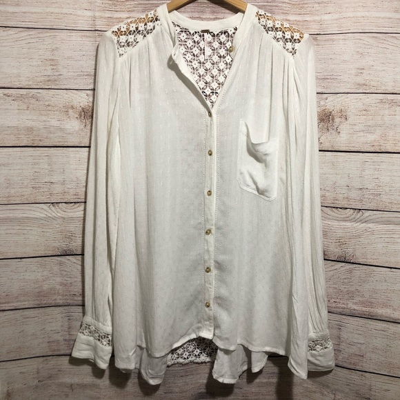Free People ‘The Best’ Eyelet Button Down Shirt - Picture 2 of 5
